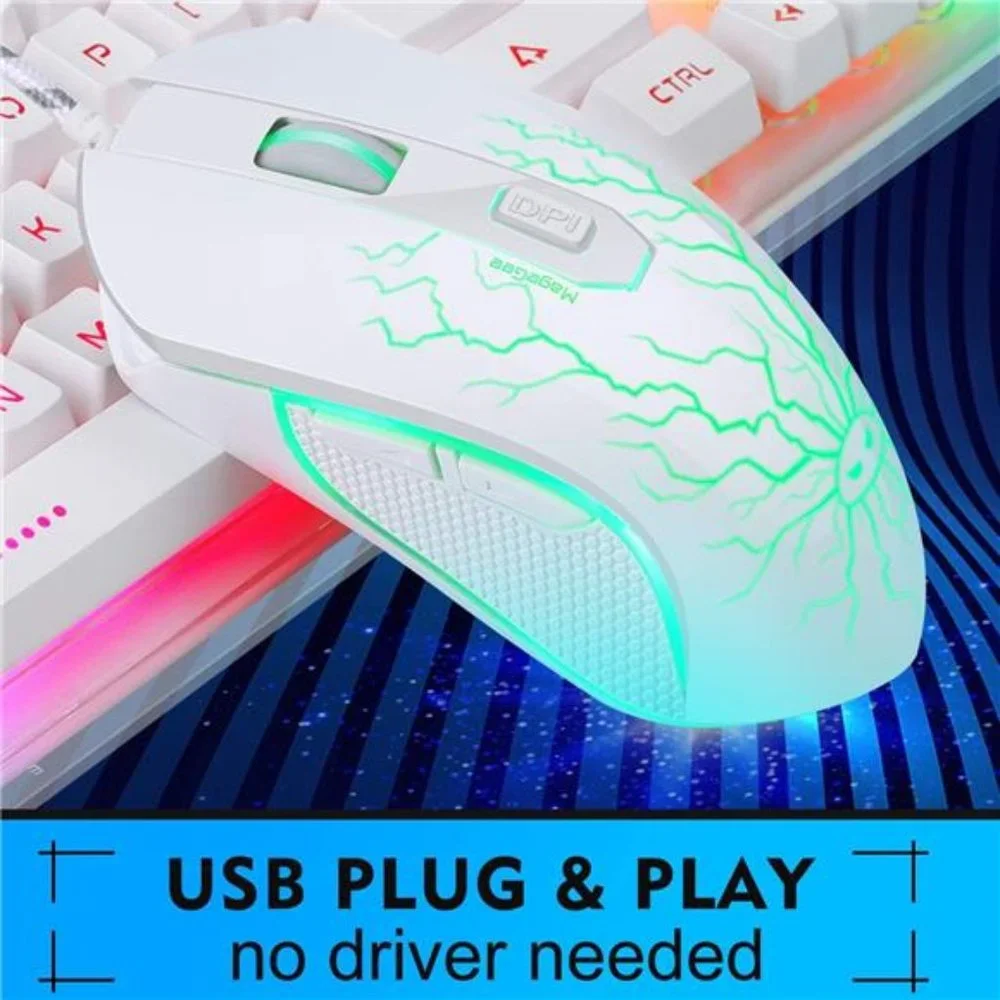 Gaming Keyboard and Mouse Combo,K1 RGB LED Backlit Keyboard with 104Key Computer